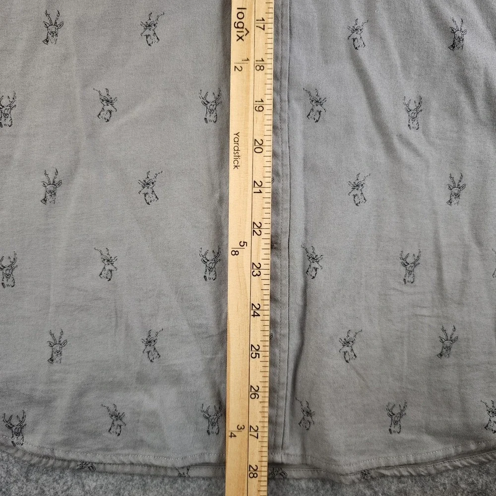 Banana Republic Luxe Flannel Shirt Mens Medium Slim Untucked Gray Deer Print